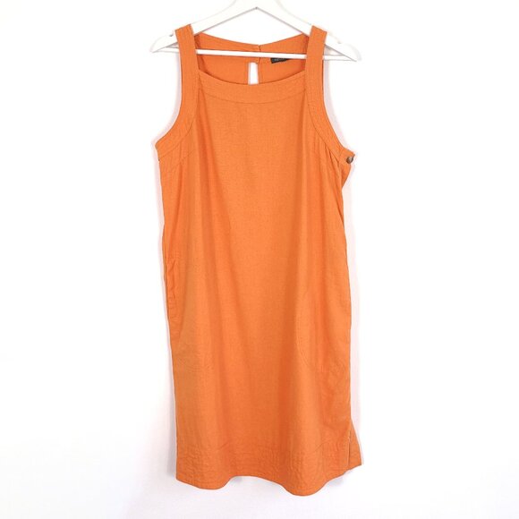 Orange Linen Blend Dress - Picture 1 of 9